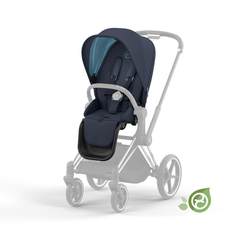 Cybex e-Priam 3.0 Rama ze Stelażem Siedziska + Tapicerka Conscious Green Leaf Wózek Spacerowy Eco Dark Navy