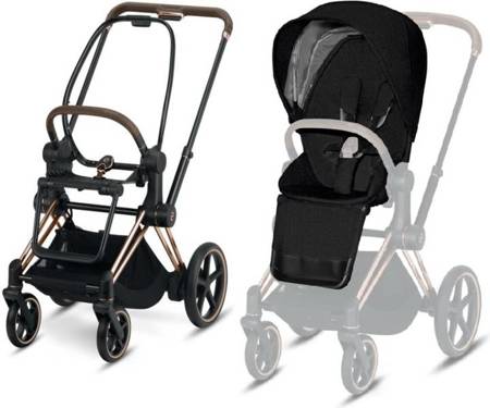 Cybex e-Priam 3.0 Rama ze Stelażem Siedziska + Tapicerka Wózek Spacerowy Stardust Black Plus