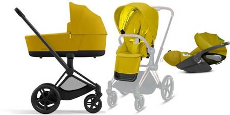 Cybex e-Priam 3.0 Wózek Głęboko-Spacerowy + Cloud Z Fotelik Samochodowy 0-13 kg Zestaw 3w1 Mustard Yellow