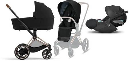 Cybex e-Priam 3.0 Wózek Głęboko-Spacerowy + Cloud Z2 Fotelik Samochodowy 0-13 kg Zestaw 3w1 Deep Black