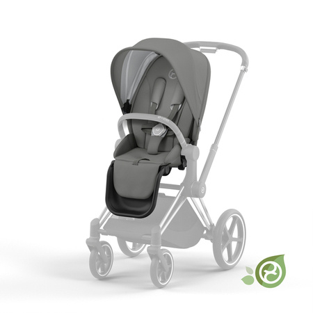 Cybex e-Priam 3.0 Wózek Głęboko-Spacerowy Conscious Green Leaf + Cloud Z2 Fotelik Samochodowy 0-13 kg + Baza Isofix Z2 Zestaw 4w1 Eco Pearl Grey