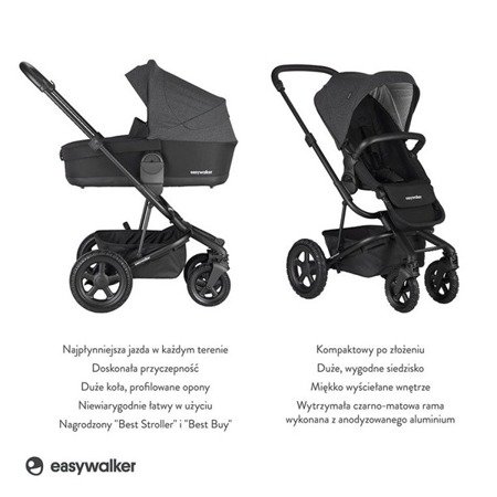 Easywalker Harvey 2 All-Terrain Wózek głęboko-spacerowy Night Black (zawiera stelaż, siedzisko z budką i pałąkiem)  Night Black