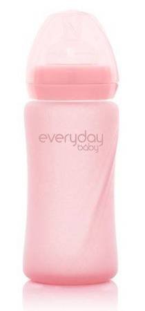 Everyday Baby, Szklana butelka ze smoczkiem M, 240 ml Różowy