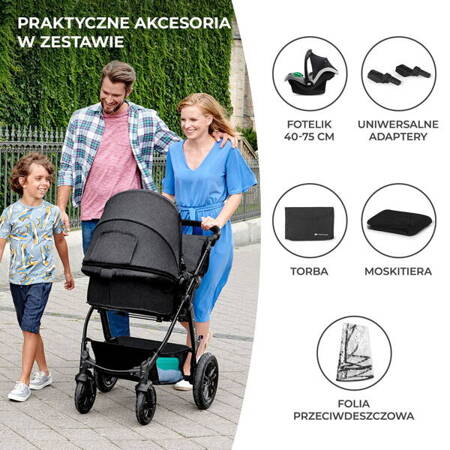 KinderKraft Moov Wózek Głęboko-Spacerowy 3w1 Grey