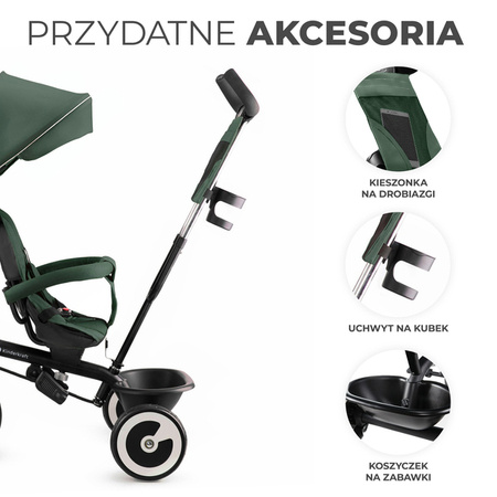 Kinderkraft Aston Rowerek Trójkołowy Spacerówka Mystic Green