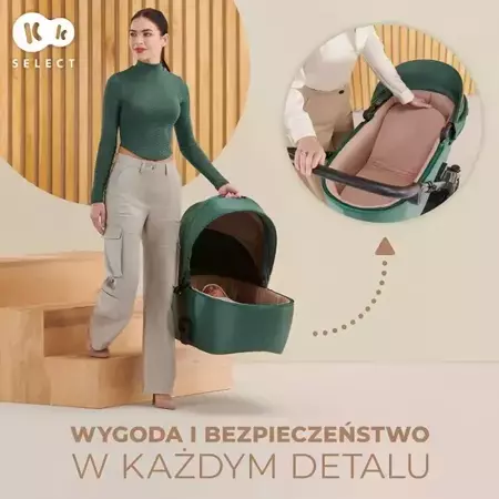 Kinderkraft Prime 2 Wózek Głęboko-Spacerowy Zestaw 2w1 Green 