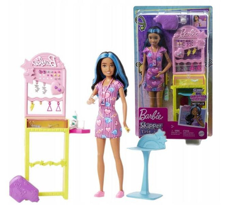 Mattel Barbie Skipper Lalka Zestaw Pierwsza Praca Przekłuwanie Uszu