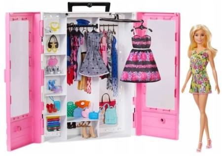 Mattel Barbie Szafa na Ubranka + lalka GBK12