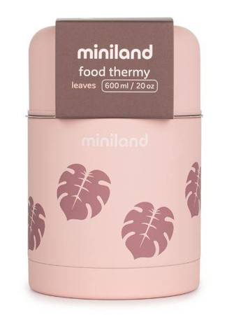 Miniland Terra Termos Do Posiłków 600 ml Pudrowy Róż / Liście