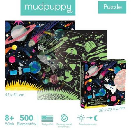 Mudpuppy Puzzle Rodzinne Świecące w Ciemności 500 elementów 8+ Kosmos