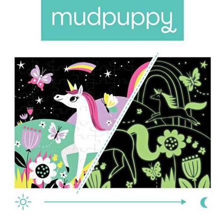 Mudpuppy – Puzzle świecące w ciemności Jednorożce 100 elementów 5+