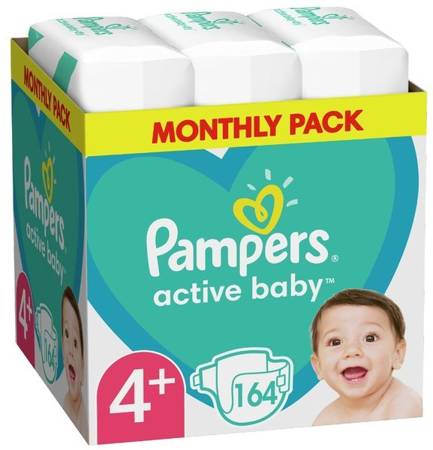 Pampers Active Baby Rozmiar 4 + Zapas Na Cały Miesiąc 164 sztuk