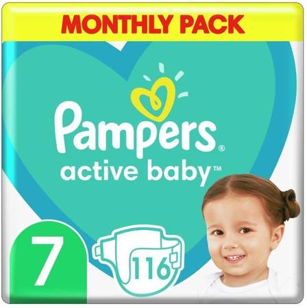 Pampers Active Baby Rozmiar 7 XXL Zapas Na Cały Miesiąc 116 sztuk