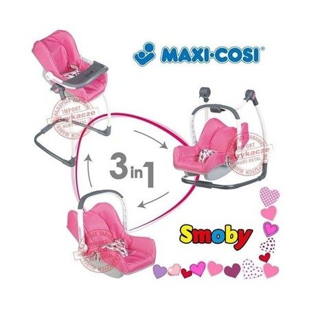 SMOBY MAXI COSI 3W1 FOTELIK HUŚTAWKA NOSIDEŁKO