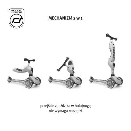 Scootandride Highwaykick 1 Push and Go 2w1 Jeździk i hulajnoga z rączką do prowadzenia 1-5 lat Steel