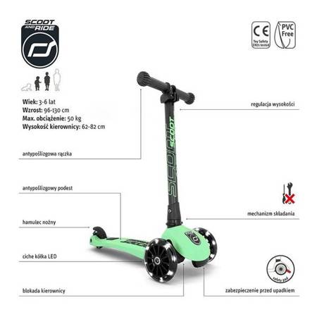 Scootandride Highwaykick 3 LED Hulajnoga Składana ze Świecącymi Kółkami 3+ Kiwi